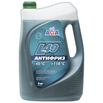AGA008L - Антифриз AGA-L40 сине-зеленый, G-11 -40C - 5 литров