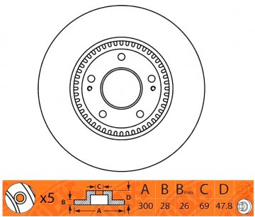 R1061 - Диск тормозной HYUNDAI I35, I40, KIA Optima, Sportage (2011-) передний
