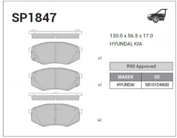 SP1847 - Колодки передние HYUNDAI Sonata (2015-2017)
