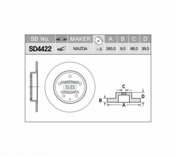 SD4422 - Диск тормозной задний MAZDA 3 (2013-)