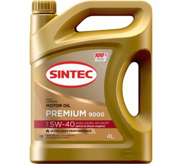 600107 - Масло моторное  SINTEC   PREMIUM 9000 5W-40 API SN/CF, ACEA A3/B4 - 4 л