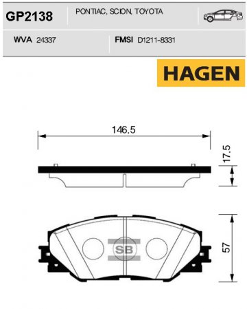 GP2138 - Колодки TOYOTA RAV4 ACA30 (2005-) передние <<< HAGEN >>>
