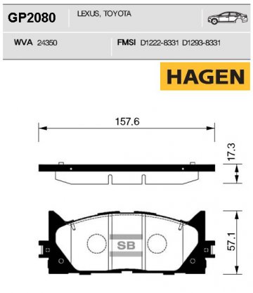 GP2080 - Колодки TOYOTA Camry 40/ 50 (2006-) передние <<< HAGEN >>>