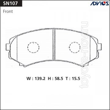 SN107 - Колодки тормозные MMC Pajero V6/ V7/ V8/ V9/ Delica SK/ MAZDA Bongo/ NISSAN Vanette (1999-2010) передние ОРИГИНАЛ