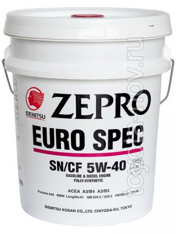 1849-020 - Масло моторное  Idemitsu  ZEPRO  EURO SPEC  5W40 SN/CF - 20 литров СИНТЕТИКА