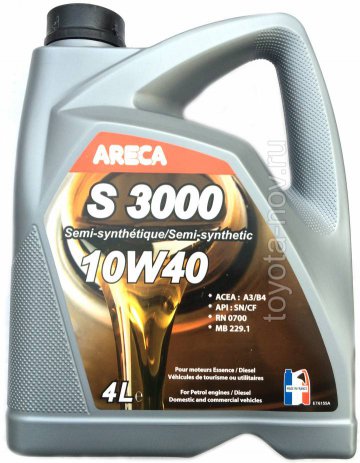 051335 - Масло моторное Areca 10W40 S3000 полусинтетика -   4 литра