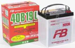 Аккумулятор FB  40B19L, JAPAN-стандарт, 38Ah 330A 195x127x220 (-+)