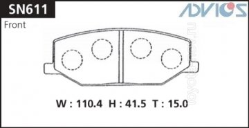 SN611 - Колодки SUZUKI Jimny (1998-2005) передние