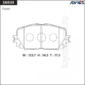 SN939 - Колодки TOYOTA Vitz/Yaris NCP90 2005- передние