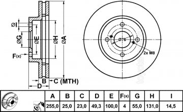 SD4006 - Диск тормозной TOYOTA Corolla ZZE12* (2001-2008) передний