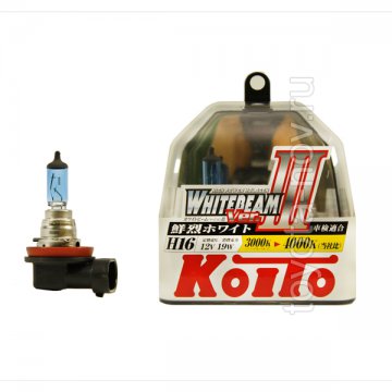 P0749W - Лампа высокотемпературная Koito Whitebeam H16 12V 19W, комплект 2 шт 4000K