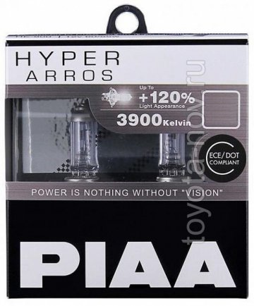 HE-903-H7 - ЛАМПА H7 (к-т 2 шт) PIAA ARROS (3900K) - бриллиантовый белый свет увеличенной яркости +120%