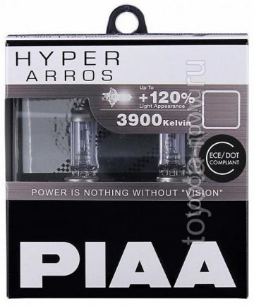 HE-901-H3 - ЛАМПА H3 (к-т 2 шт) PIAA ARROS (3900K) - бриллиантовый белый свет увеличенной яркости +120%