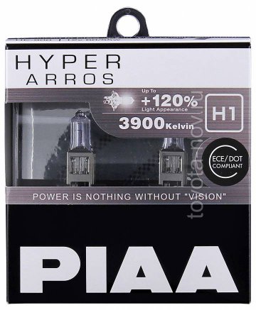HE-902-H1 - ЛАМПА H1 (к-т 2 шт) PIAA ARROS (3900K) - бриллиантовый белый свет увеличенной яркости +120%