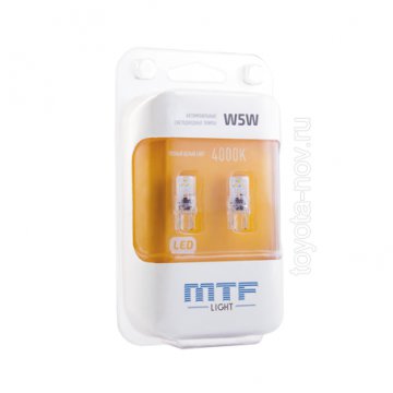 W5W40GA - Светодиодная автолампа MTF Light VEGA, W5W/T10, 12В, 1Вт, 4000К (теплый белый свет), 2шт