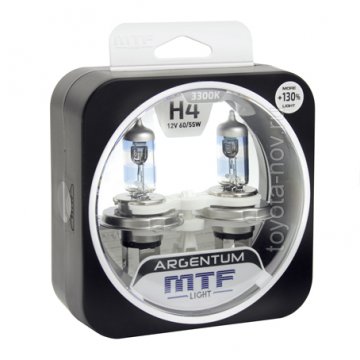H3A1204 - Лампа галогенная MTF Light серия ARGENTUM +130% H4, 12V, 60/55W, комп.