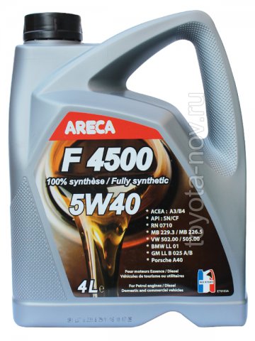 051519 - Масло моторное Areca  5W40 F4500 ESSENCE синтетика -  4 литров