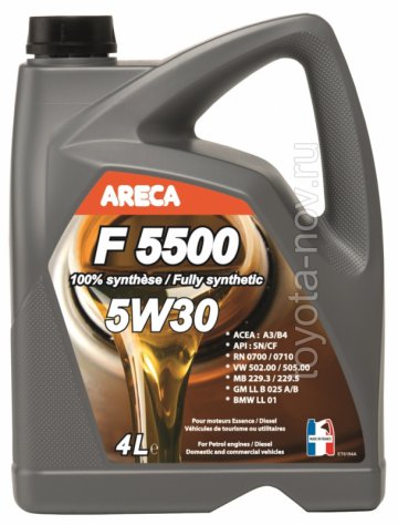 051552 - Масло моторное Areca  5W30 F5500 A3/B4, SN/CF синтетика - 4 литров