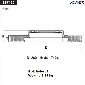 B6F130B - Диск тормозной передний NISSAN Tiida (2004-2012)