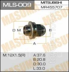 MLS-009 - Гайка колеса D12 M1.5 никель закрытая шайба (ключ)