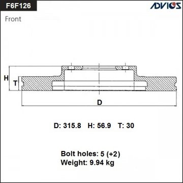 F6F126B - Диск тормозной передний SUBARU LEGACY (2003-2009)