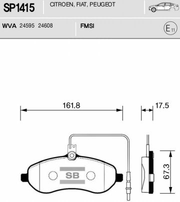 SP1415 - Колодки SANGSIN BRAKE CITROEN Jumpy II/PEUGEOT Expert II (2007-) передние