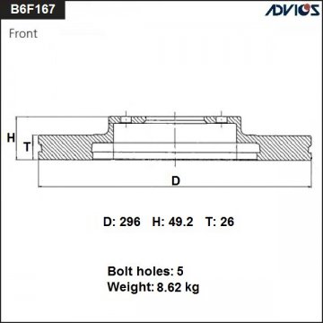 B6F167B - Диск тормозной NISSAN TEANA L33R (2013-) передний