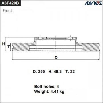 A6F420B - Диск тормозной TOYOTA Corolla (2000-2007) передний