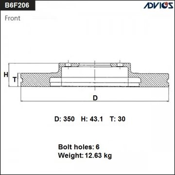 B6F206B - Диск тормозной передний  INFINITI QX80 Z62 (2010-)